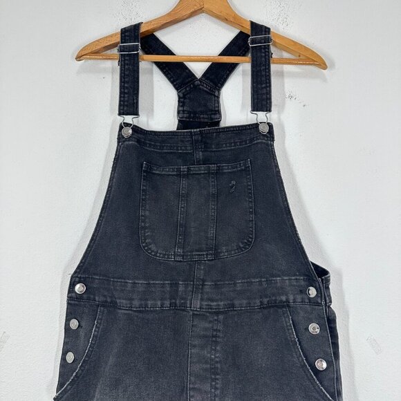 NoBo No Boundaries Black‎ Denim Shortalls Overalls Size XL Summer Casual Grunge - Picture 8 of 8